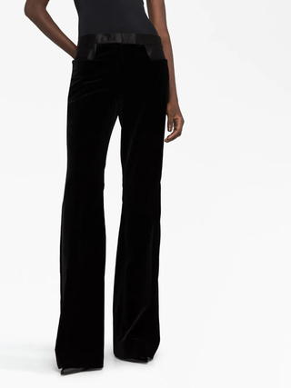 Tom Ford Velvet Flared Trousers with Contrast Waistband