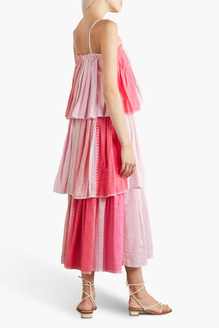 LEMLEM ESHAL TIERED EMBROIDERED COTTON-GAUZE MAXI DRESS - Size S