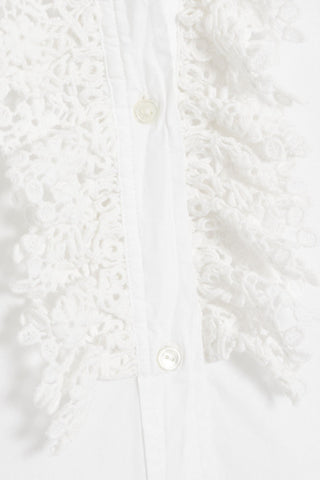 NILI LOTAN REINA CROCHET-TRIMMED COTTON-POPLIN SHIRT - Size S