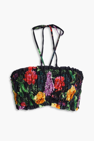 CHARO RUIZ LETA CROPPED FLORAL-PRINT COTTON-BLEND VOILE HALTERNECK TOP - Size M