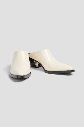 3.1 PHILLIP LIM DOWNTOWN GLOSSED-LEATHER MULES - Size 39