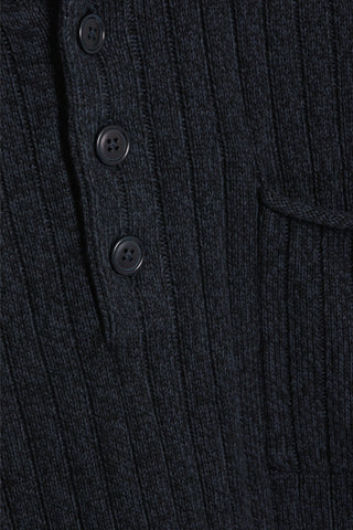 ALEX MILL SAWYER RIBBED COTTON AND LINEN-BLEND HENLEY SWEATER - Size L