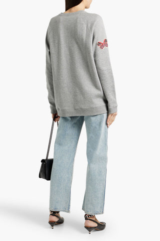 VALENTINO GARAVANI EMBELLISHED FRENCH COTTON-BLEND TERRY SWEATSHIRT - Size S