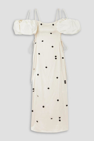 JACQUEMUS LA ROBE CHOUCHOU POLKA-DOT SATIN MIDI DRESS - Size 34
