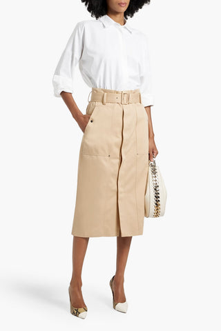 A.L.C. MAIA BELTED COTTON-TWILL MIDI SKIRT - Size 4