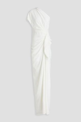 RHEA COSTA ELENA ONE-SHOULDER DRAPED CREPE GOWN - Size 40
