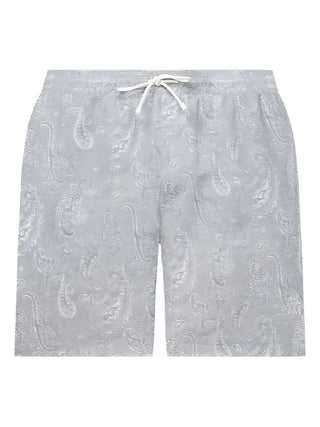 Brunello Cucinelli Grey Textured Paisley Drawstring Swim Shorts