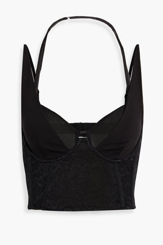 SIMKHAI SERIFINA CROPPED STRETCH-JERSEY AND LACE BUSTIER TOP - Size 2
