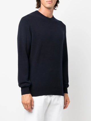 Zegna Navy Blue Cashmere Crewneck Sweater