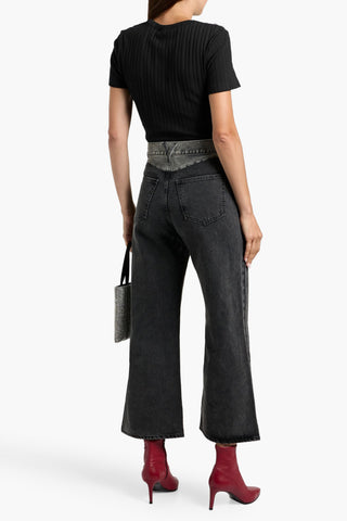 VERONICA BEARD DRAYA EMBELLISHED RIBBED COTTON-BLEND TOP - Size S