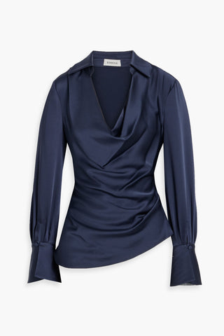 SIMKHAI SYMONE DRAPED SATIN-CREPE BLOUSE - Size 0