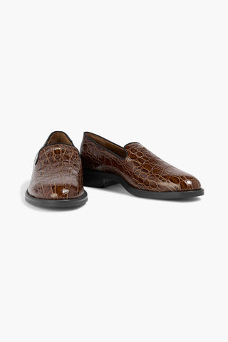GIUSEPPE ZANOTTI DORIES CROC-EFFECT LEATHER LOAFERS - Size 37.5