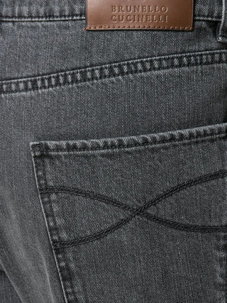Brunello Cucinelli Washed Denim Regular Fit Jeans Medium Grey