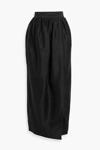 AJE. MIRABELLE WRAP-EFFECT LINEN-BLEND MAXI SKIRT - Size 6