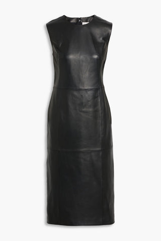 VERONICA DE PIANTE GRACE LEATHER MIDI DRESS - Size 46