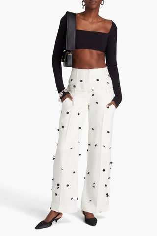JACQUEMUS CRIOLLO BROD POLKA-DOT CANVAS WIDE-LEG PANTS - Size 34
