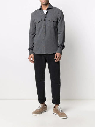 Brunello Cucinelli Washed Dark Grey Tapered Denim Jeans