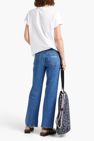 GANNI PRINTED HIGH-RISE STRAIGHT-LEG JEANS - Size 32