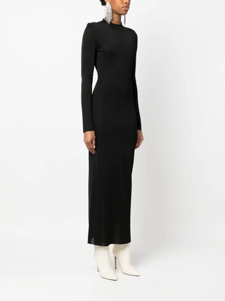 Tom Ford Knit Mock Neck Long-Sleeve Midi Dress