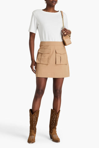 VERONICA BEARD ELOWYN JERSEY-PANELED COTTON-GABARDINE MINI DRESS - Size L