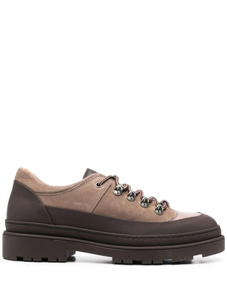 Brunello Cucinelli Two-Tone Suede Lace-Up Shoes with Lug Sole