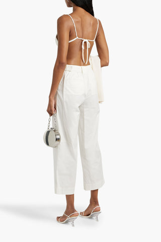 SIMKHAI JENNY BELTED CROPPED COTTON-BLEND WIDE-LEG PANTS - Size 4