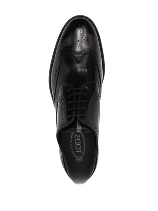 Tods Polished Leather Brogue Derby Shoes