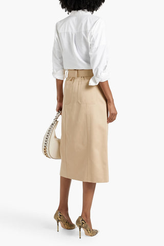 A.L.C. MAIA BELTED COTTON-TWILL MIDI SKIRT - Size 4