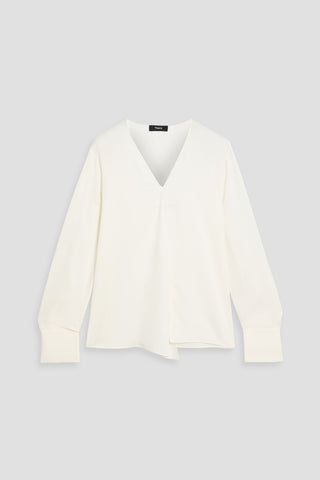 THEORY DRAPED SILK CREPE DE CHINE BLOUSE - Size S