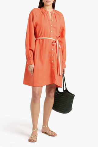 LEMLEM BELTED LINEN AND TENCEL-BLEND MINI DRESS - Size L