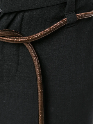 Brunello Cucinelli Smooth Fabric Cropped Tapered Trousers with Drawstring Belt