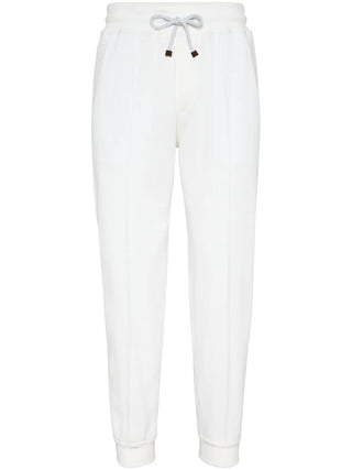 Brunello Cucinelli Cotton Drawstring Joggers with Vertical Seam Detail
