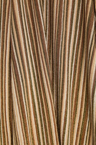 VERONICA BEARD JANE METALLIC STRIPED RIBBED-KNIT MINI DRESS - Size L