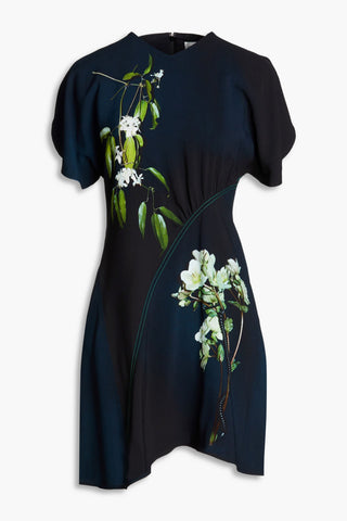 VICTORIA BECKHAM FLORAL-PRINT CREPE MINI DRESS - Size 10