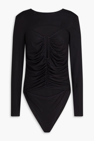N°21 '+ N21 BONNIE RUCHED CUTOUT STRETCH-MODAL BODYSUIT - Size M