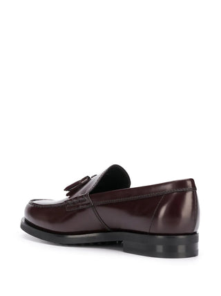 Tods Polished Leather Tassel Loafers Brown