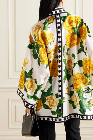 DOLCE&GABBANA PRINTED SILK-TWILL SHIRT - Size 40