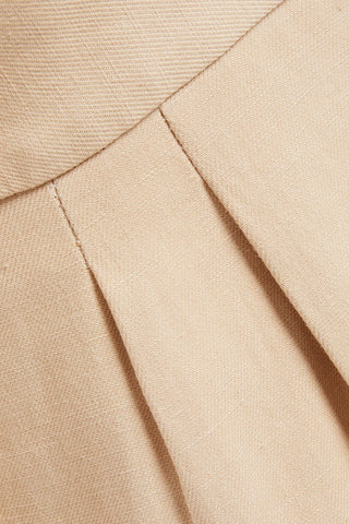 SANDRO UNO PLEATED COTTON AND LINEN-BLEND TWILL JUMPSUIT - Size 42