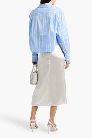 SIMKHAI RENATA CROPPED STRIPED COTTON-POPLIN SHIRT - Size XS