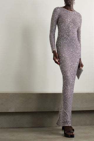 RETROFÊTE HEIDI EMBELLISHED MESH GOWN - Size L
