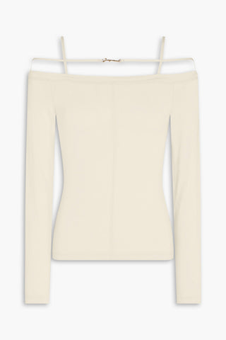 JACQUEMUS SIERRA OFF-THE-SHOULDER STRETCH COTTON-JERSEY TOP - Size M
