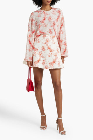 VALENTINO GARAVANI FLORAL-PRINT COTTON AND SILK-BLEND TWILL MINI SKIRT - Size 38