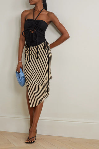 PROENZA SCHOULER CUTOUT RUCHED STRETCH-JERSEY HALTERNECK BODYSUIT - Size XS