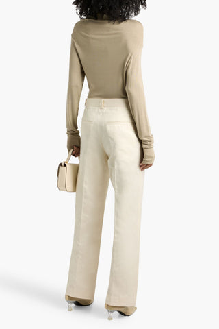 TOTEME COTTON AND LINEN-BLEND TWILL STRAIGHT-LEG PANTS - Size 42