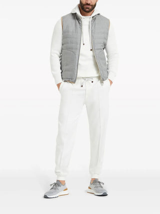 Brunello Cucinelli Cotton Drawstring Joggers with Vertical Seam Detail