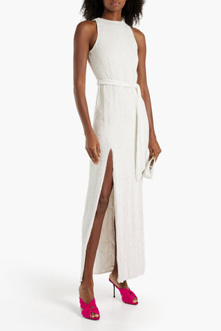 RETROFÊTE TZILLY BELTED SEQUINED CHIFFON MAXI DRESS - Size XS