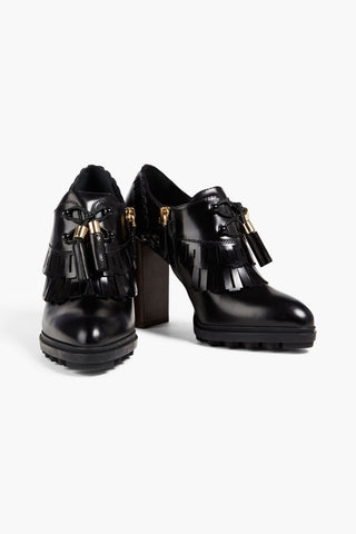 TOD'S FRINGED LASER-CUT LEATHER PUMPS - Size 40