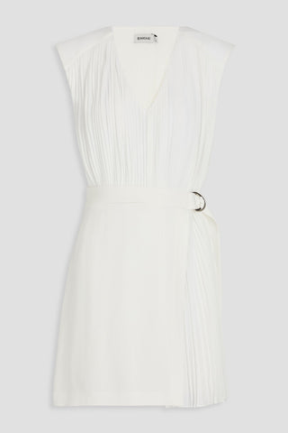 SIMKHAI MARGO WRAP-EFFECT PLEATED CREPE MINI DRESS - Size 8