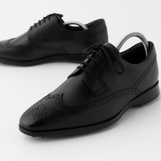 Tods Leather Longwing Brogue Derby Shoes Black