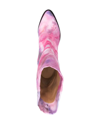 ISABEL MARANT Tie-Dye Canvas Western Ankle Boots